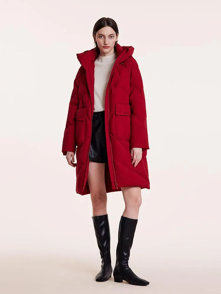 Mid-Length Hooded Stand Collar Goose Down Garment sold by Goelia product image thumbnail 2