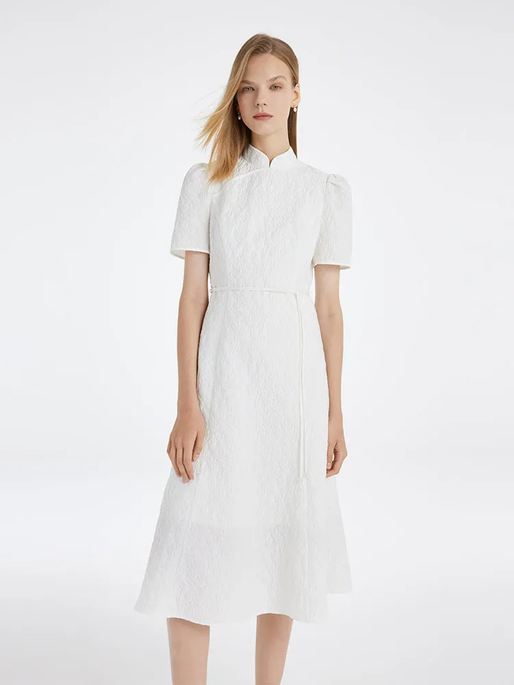 Mandarin Collared Women Qipao Mermaid Midi Dress With Rope Belt sold by Goelia