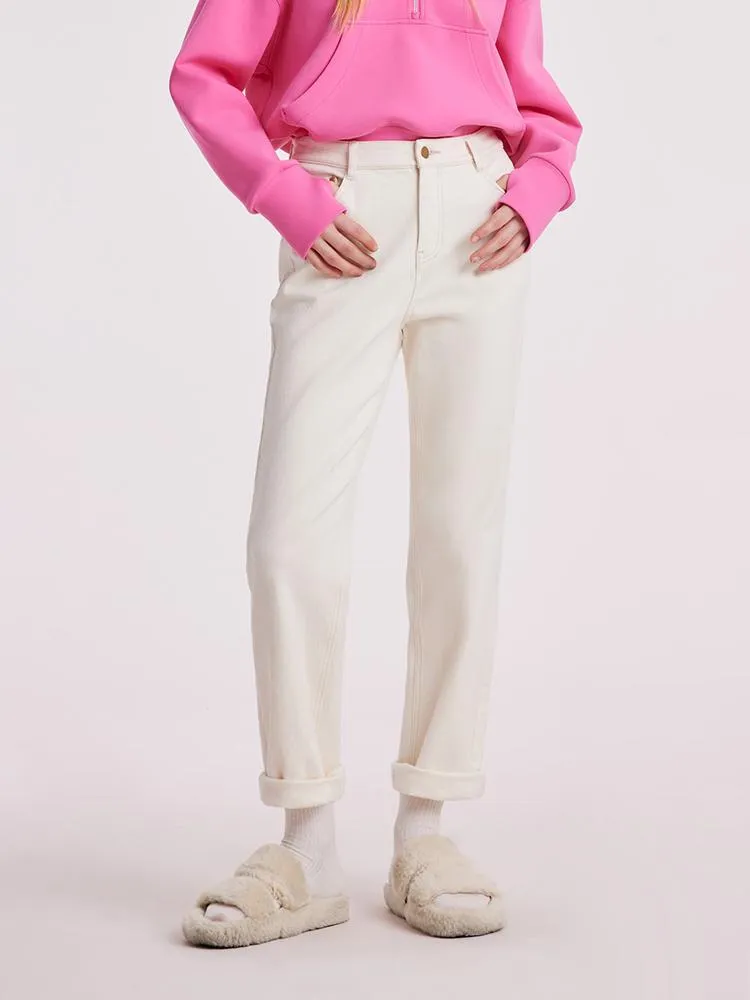 White Cotton Ankle-Length Stove Pipe Jeans sold by Goelia product image thumbnail 3