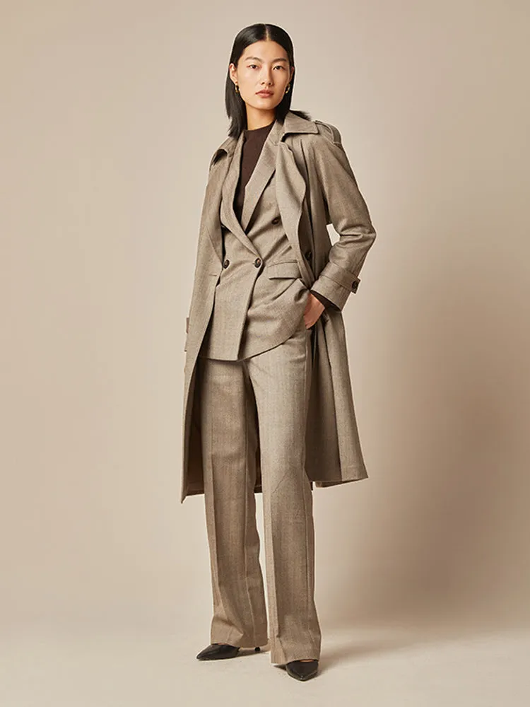Mid-Length Double-Breasted Notched Lapel Women Trench Coat sold by Goelia product image thumbnail 2