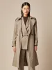 Mid-Length Double-Breasted Notched Lapel Women Trench Coat sold by Goelia