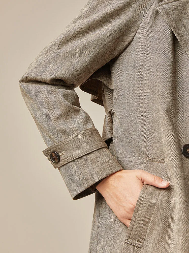 Mid-Length Double-Breasted Notched Lapel Women Trench Coat sold by Goelia product image thumbnail 4