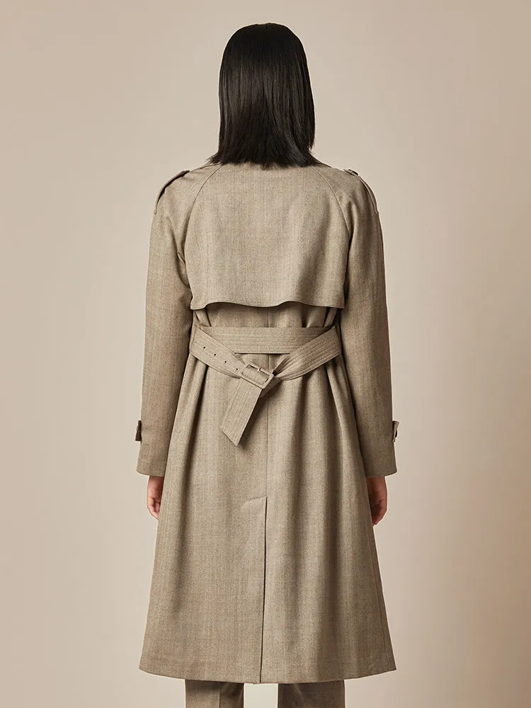 Mid-Length Double-Breasted Notched Lapel Women Trench Coat sold by Goelia product image thumbnail 3