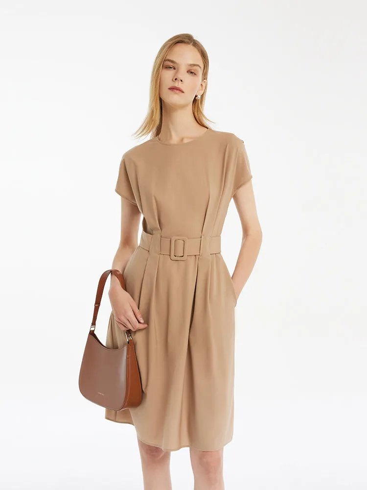 Wool-Silk Blend Women Mini Dress With Belt sold by Goelia product image thumbnail 3