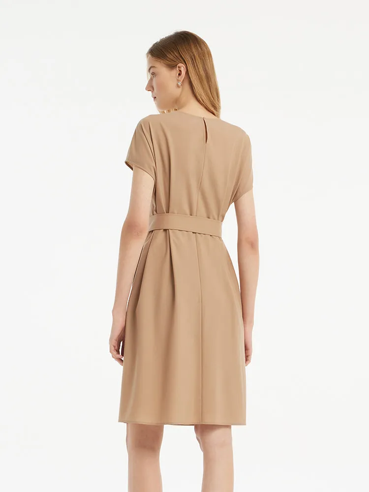 Wool-Silk Blend Women Mini Dress With Belt sold by Goelia product image thumbnail 4