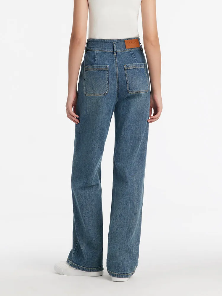 High-Waisted Loose Straight Full Length Women Jeans sold by Goelia product image thumbnail 3