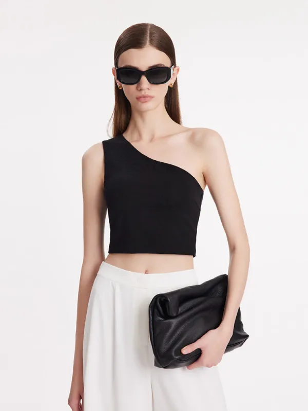 Asymmetrical One-Shoulder Top With Detachable Bra Pads sold by Goelia