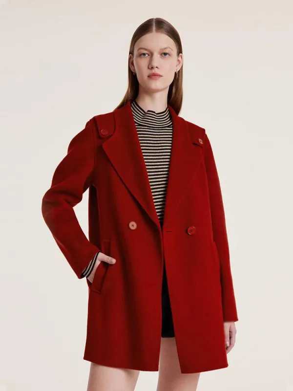 Tencel Wool Double-Faced Lapel Women Coat sold by Goelia