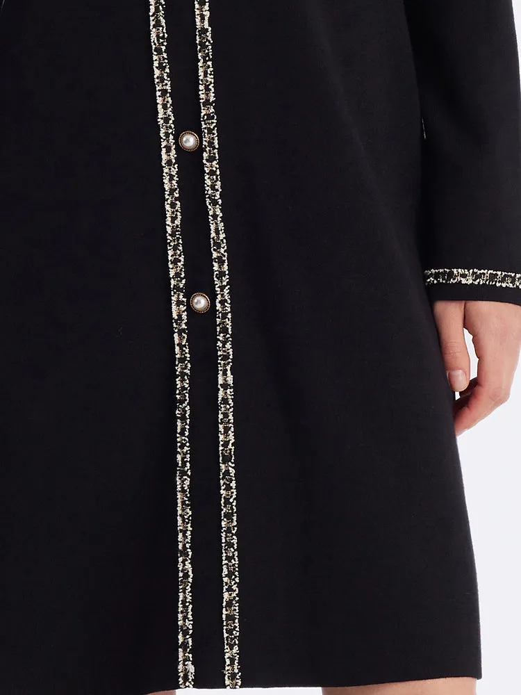 Black Long Sleeve Straight Knitted Mini Dress sold by Goelia product image thumbnail 4