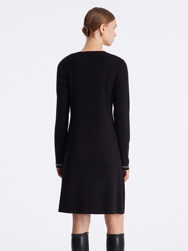 Black Long Sleeve Straight Knitted Mini Dress sold by Goelia product image thumbnail 3