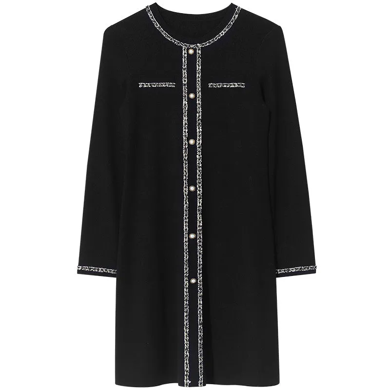 Black Long Sleeve Straight Knitted Mini Dress sold by Goelia product image thumbnail 5