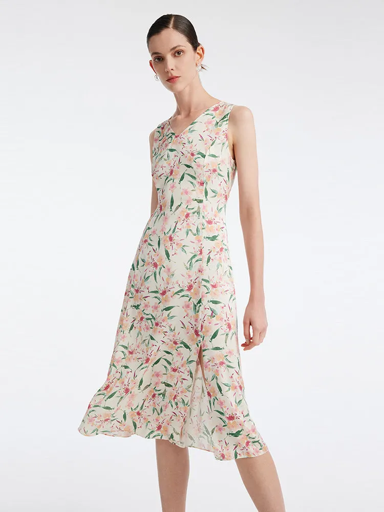 19 Momme Silk Floral Sleeveless Midi Dress sold by Goelia product image thumbnail 3