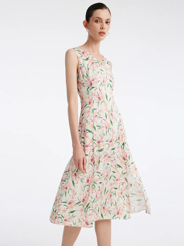 19 Momme Silk Floral Sleeveless Midi Dress sold by Goelia product image thumbnail 4