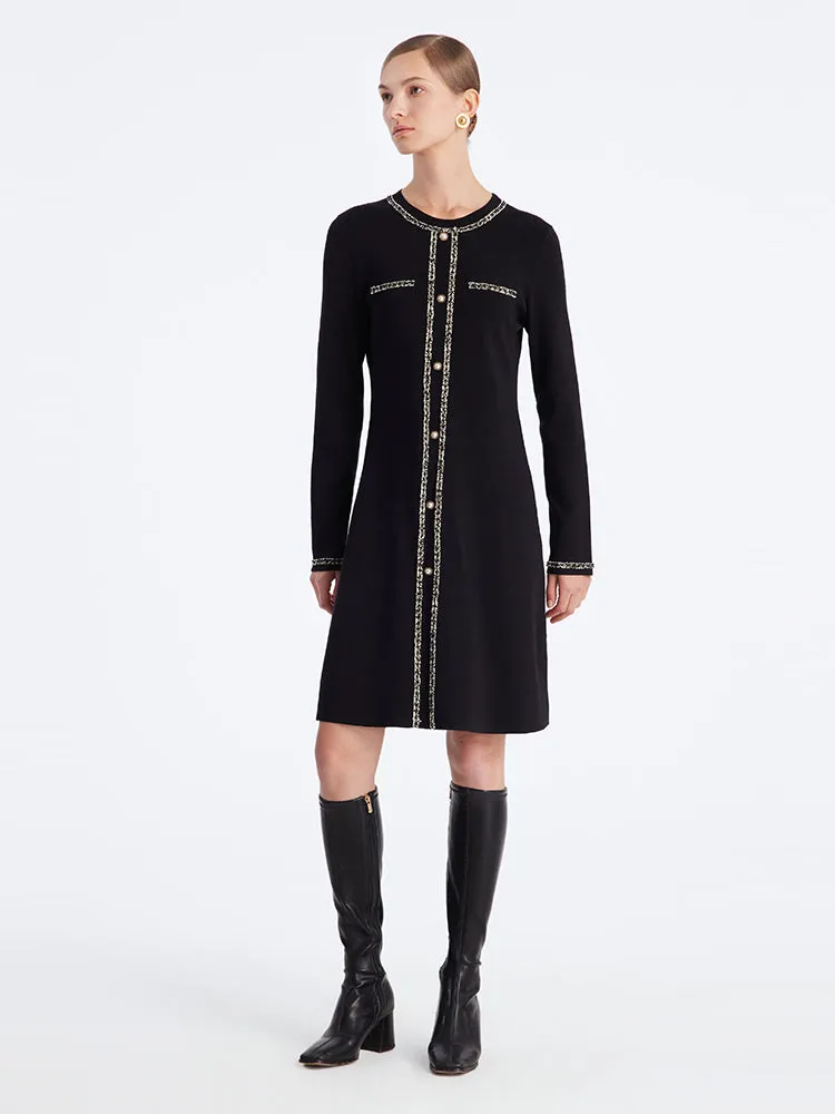 Black Long Sleeve Straight Knitted Mini Dress sold by Goelia product image thumbnail 2
