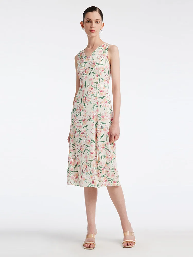 19 Momme Silk Floral Sleeveless Midi Dress sold by Goelia product image thumbnail 2