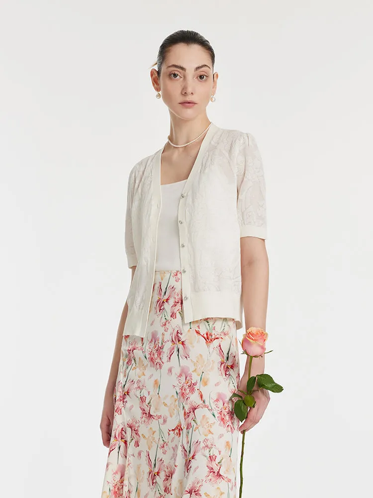 Iris Jacquard Sequins Single-Breasted Knitted Women Cardigan sold by Goelia product image thumbnail 3