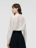 Tencel Ruffle Neck Women Shirt sold by Goelia