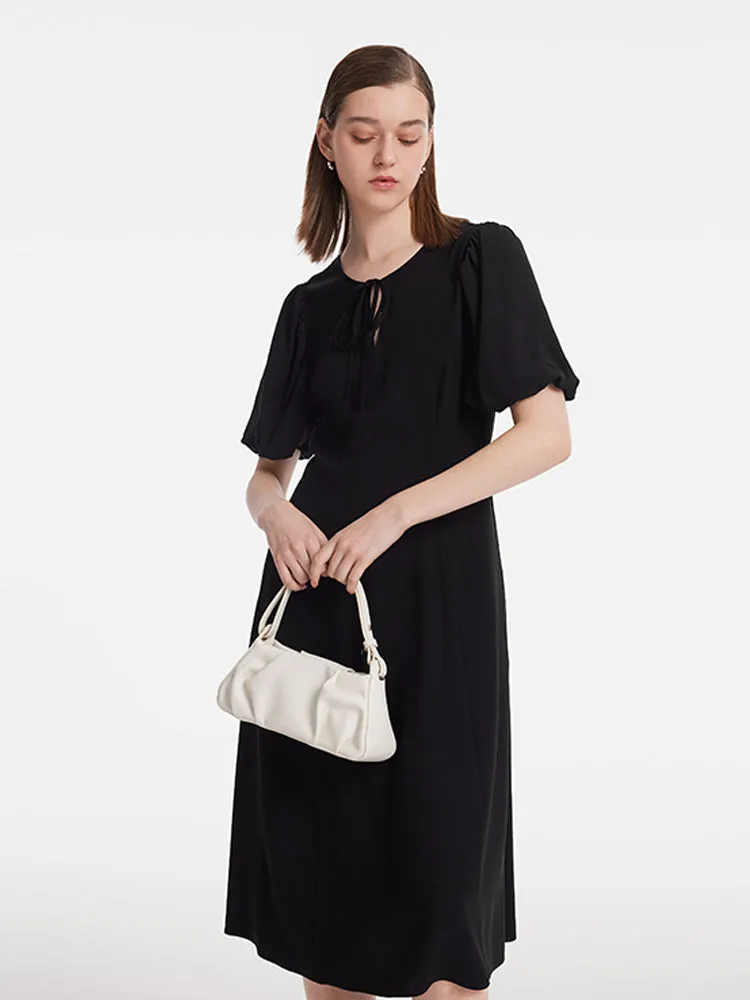 Acetate Gathered Waist Women Midi Dress sold by Goelia