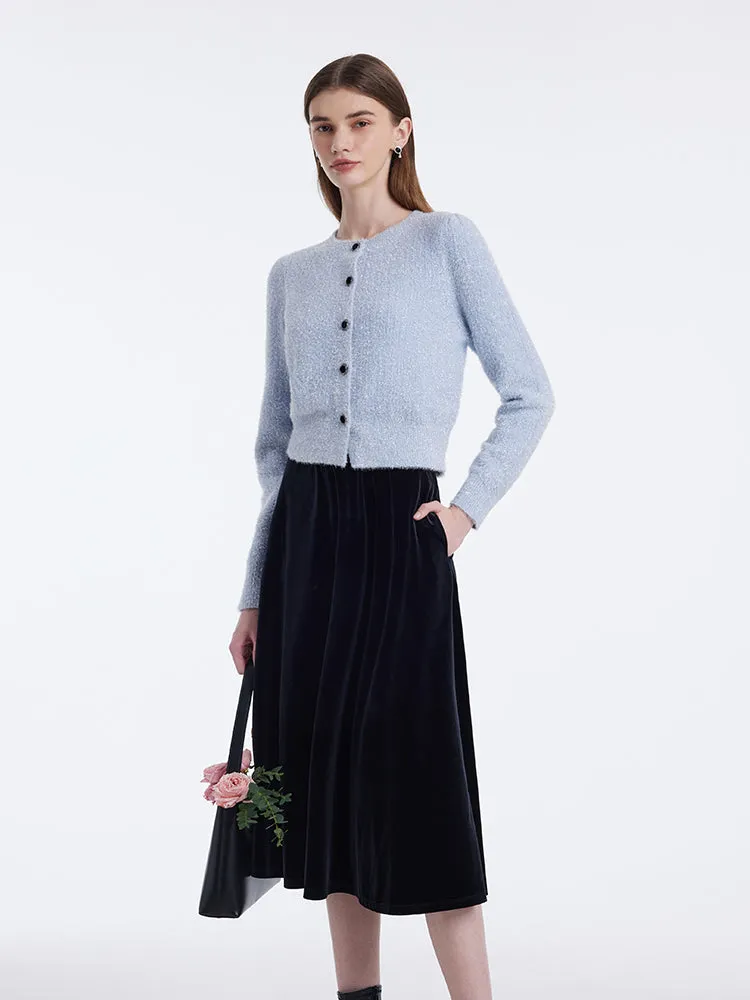 Tencel Wool Blend Cardigan And Velvet Half Skirt Two-Piece Set sold by Goelia product image thumbnail 5