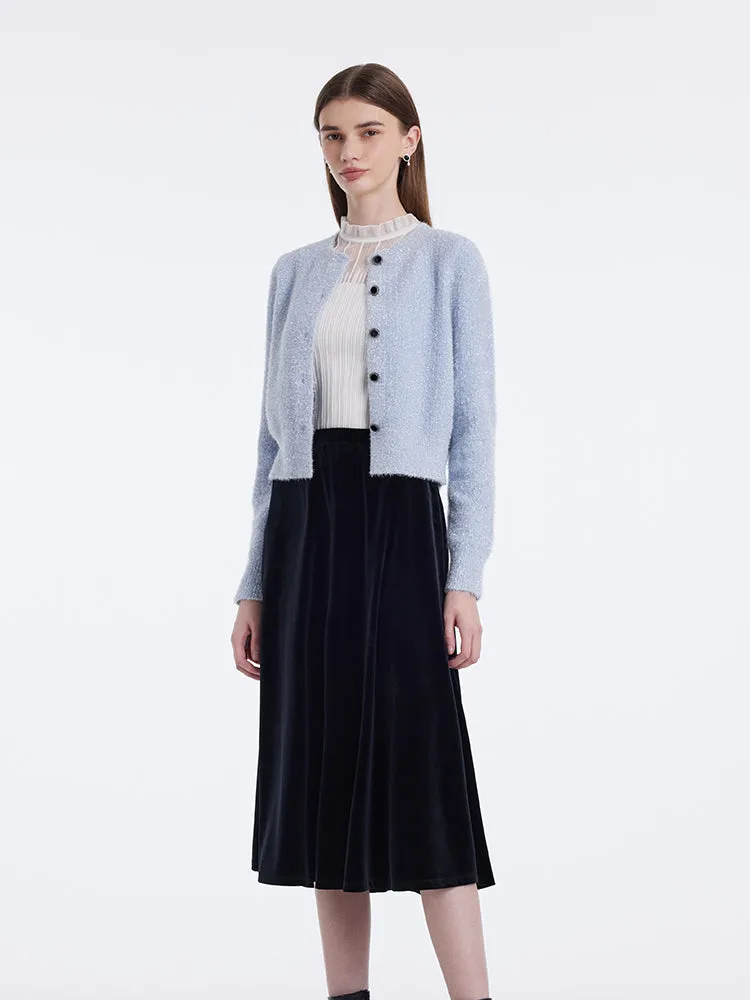 Tencel Wool Blend Cardigan And Velvet Half Skirt Two-Piece Set sold by Goelia product image thumbnail 4