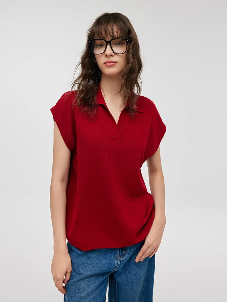 Tencel-Silk Blend Cap Sleeves Women Knit Top sold by Goelia