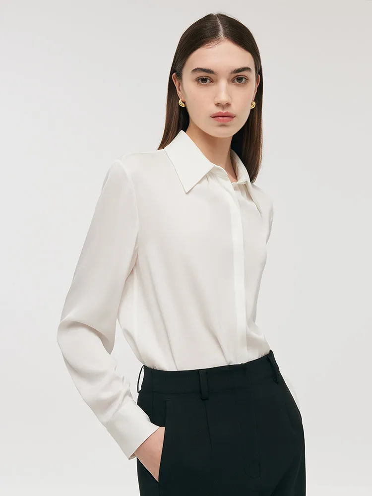 Acetate White Lapel Women Shirt With Detachable Chain sold by Goelia product image thumbnail 4