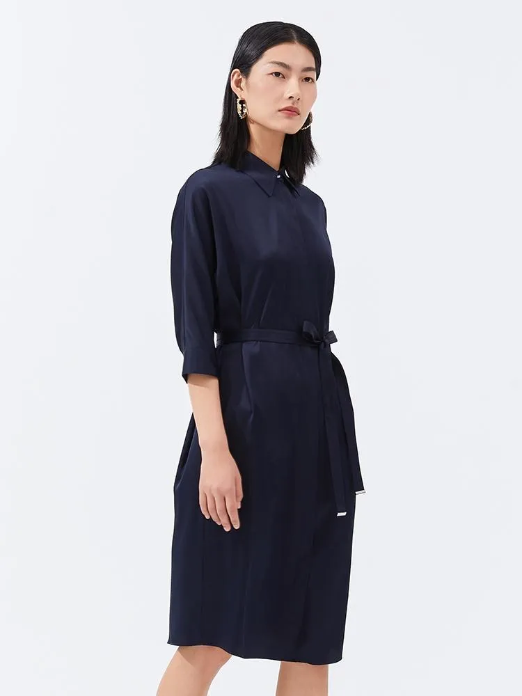 Silk Gathered Waist Women Shirt Dress sold by Goelia product image thumbnail 2