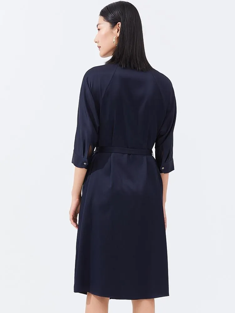 Silk Gathered Waist Women Shirt Dress sold by Goelia product image thumbnail 3