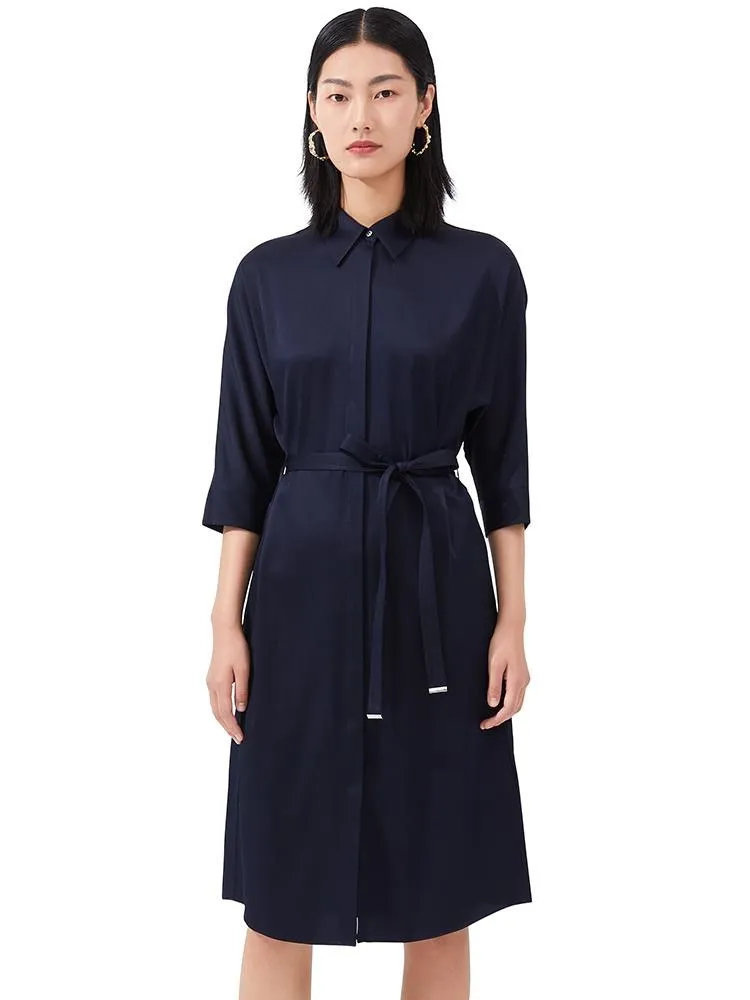 Silk Gathered Waist Women Shirt Dress sold by Goelia