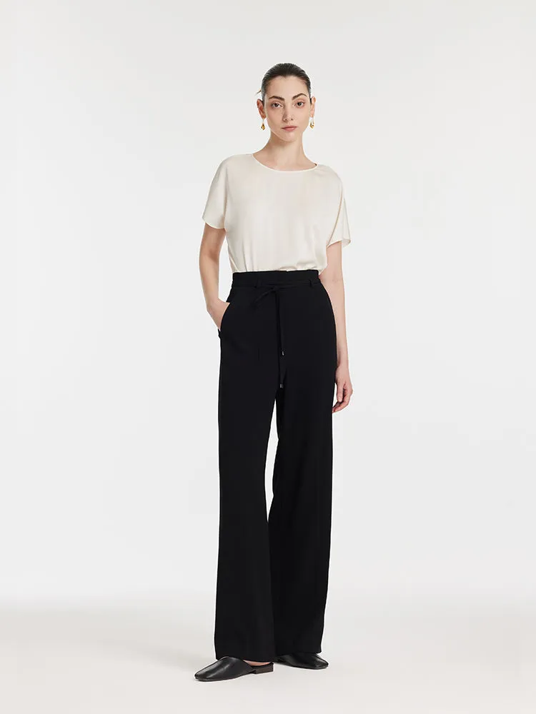 Triacetate High-Waisted Straight Women Pants With Rope Belt sold by Goelia product image thumbnail 2