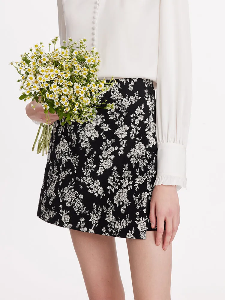 Camellia Jacquard A-Line Women Mini Skirt sold by Goelia product image thumbnail 3
