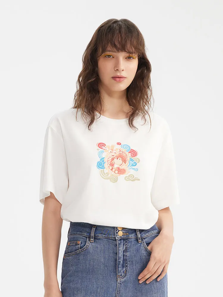 Dragon Cartoon Printed Women T-Shirt sold by Goelia product image thumbnail 3