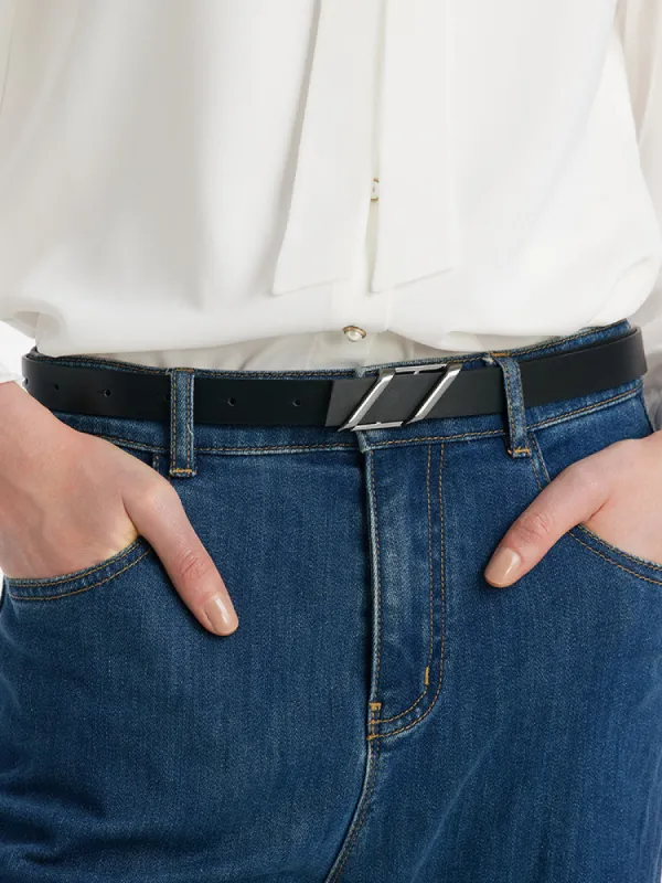 Chic Parallelogram Metal Buckle Leather Women Belt sold by Goelia