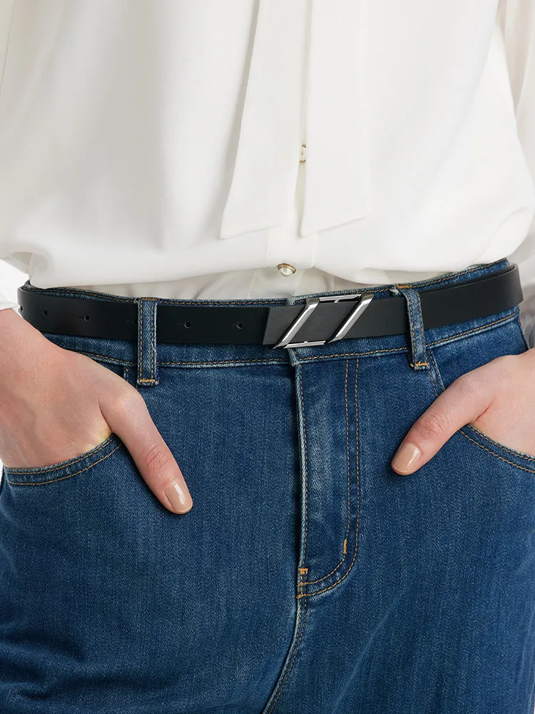 Chic Parallelogram Metal Buckle Leather Women Belt sold by Goelia