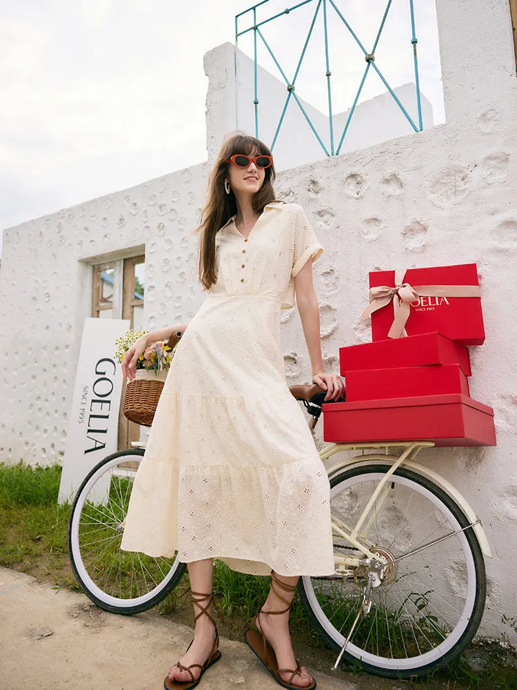 Embroidered V-Neck Lapel Women Maxi Dress sold by Goelia product image thumbnail 2