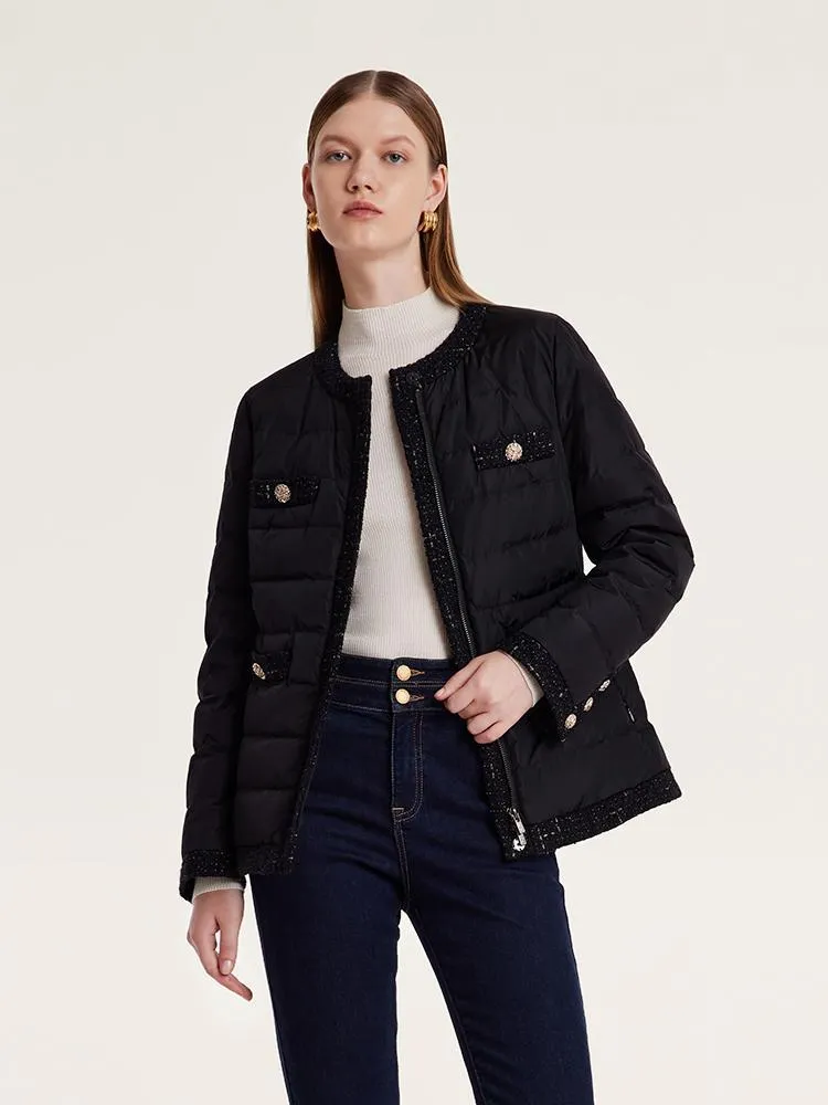 Tweed Zippered Goose Down Garment With Leather Belt sold by Goelia product image thumbnail 4