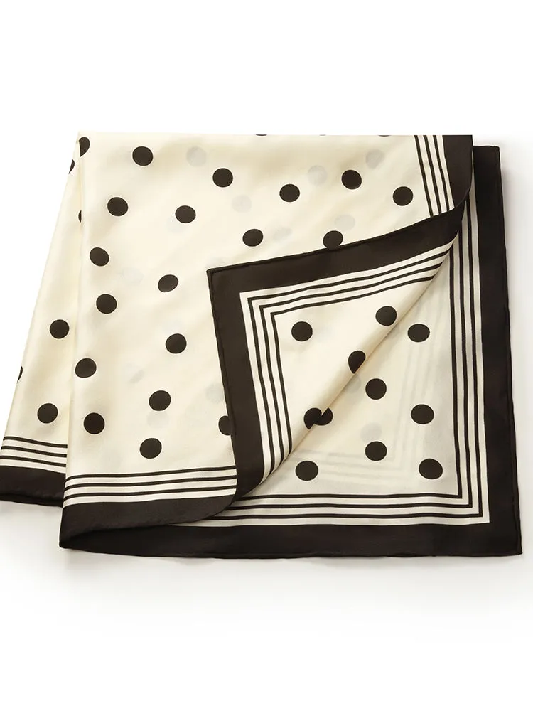 Polka Dots Printed 61 Square Pure Mulberry Silk Scarf sold by Goelia product image thumbnail 4