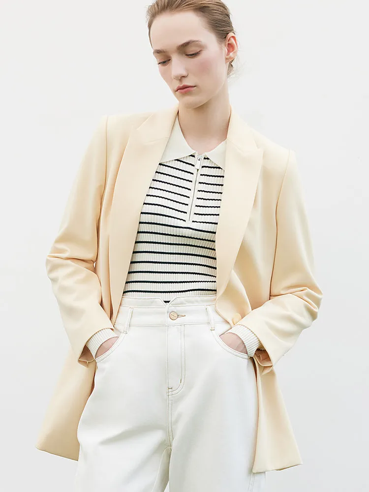 One-Button Cream Yellow Women Blazer sold by Goelia product image thumbnail 3