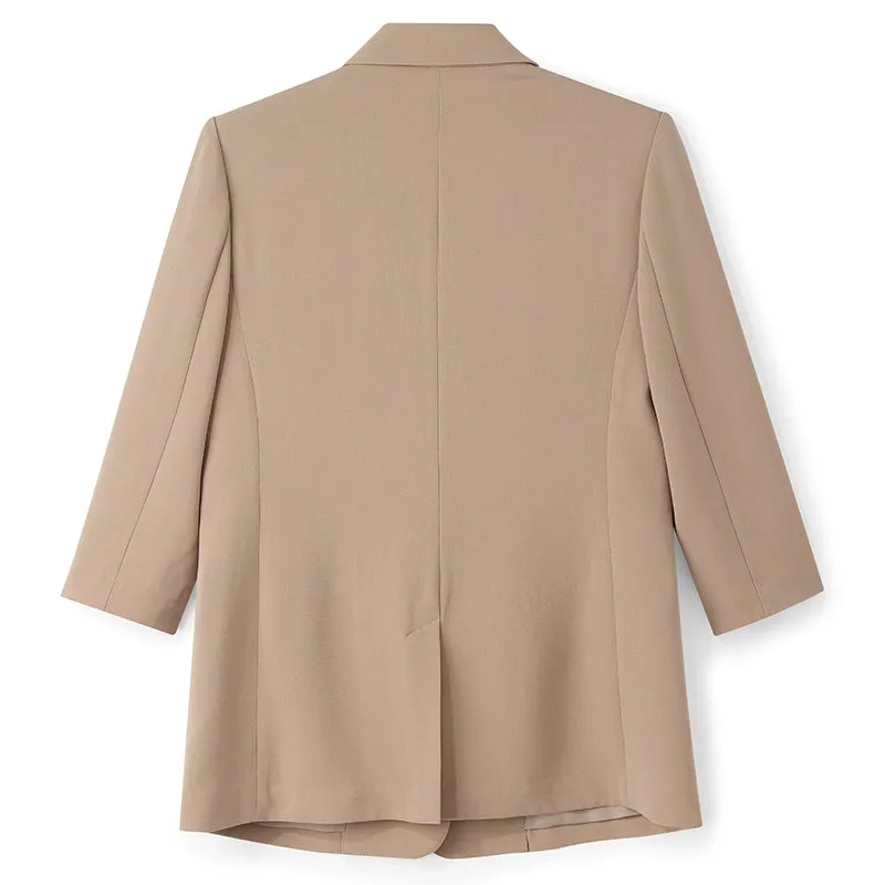 Camel One Button Acetate Fitted Blazer sold by Goelia product image thumbnail 5