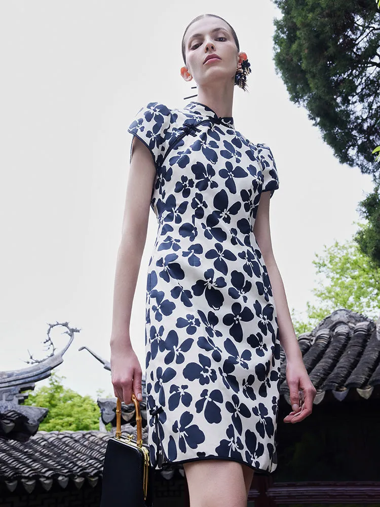 Cotton Floral Cheongsam Qipao Mini Dress sold by Goelia product image thumbnail 2