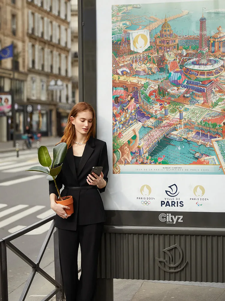 Triacetate 3/4 Sleeves Women Blazer With Rope Belt sold by Goelia product image thumbnail 4