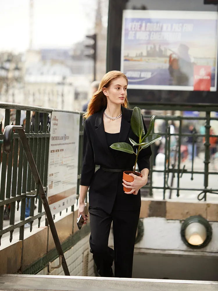 Triacetate 3/4 Sleeves Women Blazer With Rope Belt sold by Goelia product image thumbnail 5