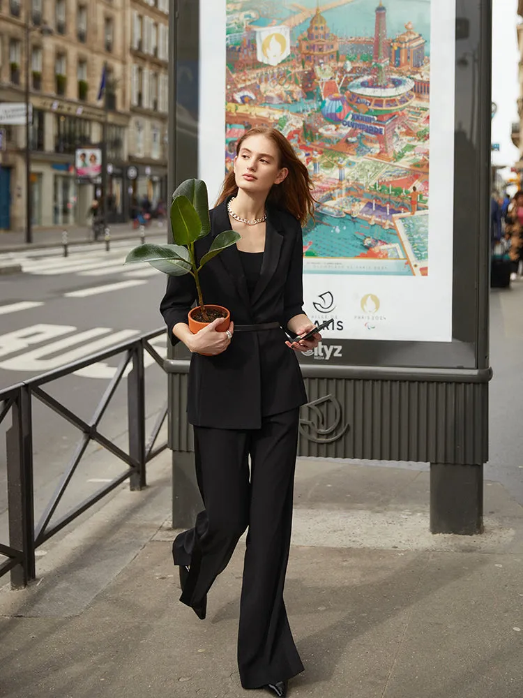 Triacetate 3/4 Sleeves Women Blazer With Rope Belt sold by Goelia product image thumbnail 3