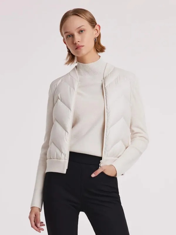 Easy Care Wool Patchwork Cropped Goose Down Garment sold by Goelia