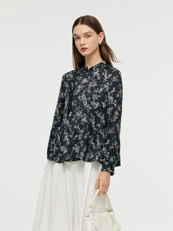 Butterflies Print New Chinese-Style Women Blouse sold by Goelia