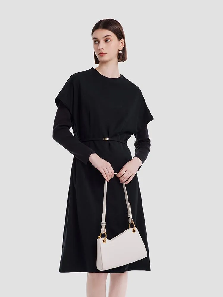 Cashmere And Woolen Double-Layer Pieces Midi Dress sold by Goelia