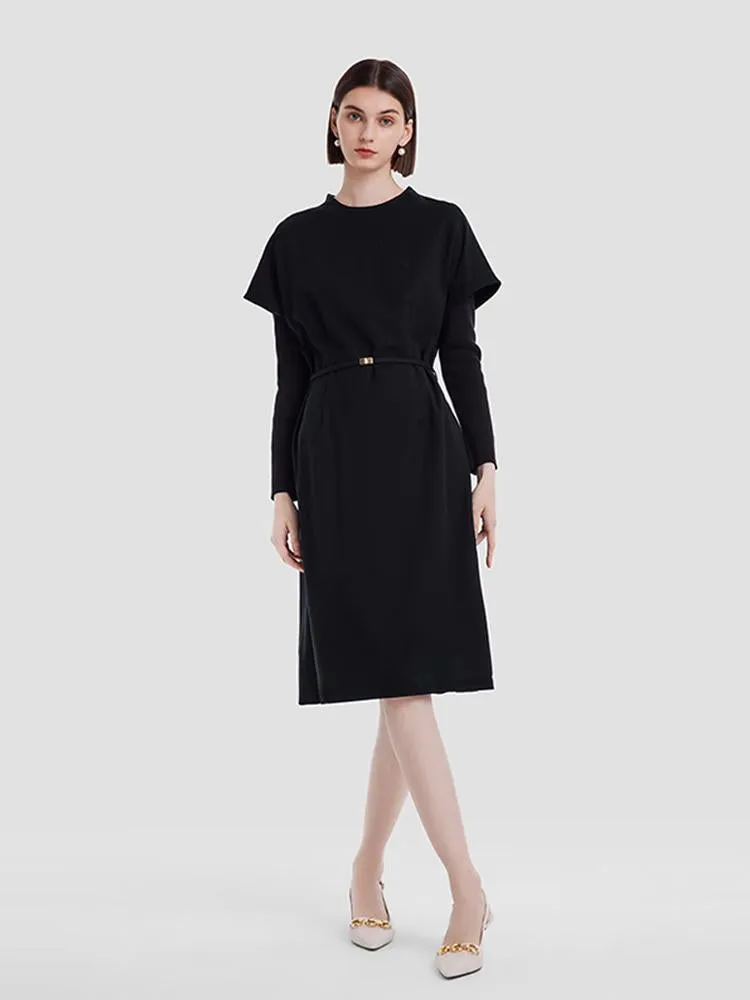 Cashmere And Woolen Double-Layer Pieces Midi Dress sold by Goelia product image thumbnail 3