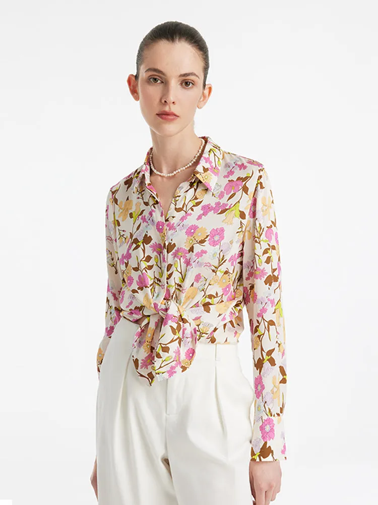 19 Momme Mulberry Silk Floral Print Women Shirt sold by Goelia product image thumbnail 3