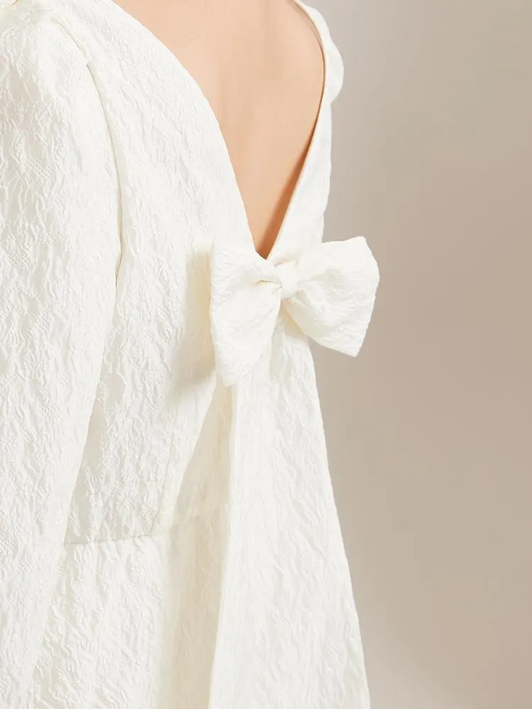 Detachable Bow Jacquard Mini Dress sold by Goelia product image thumbnail 4