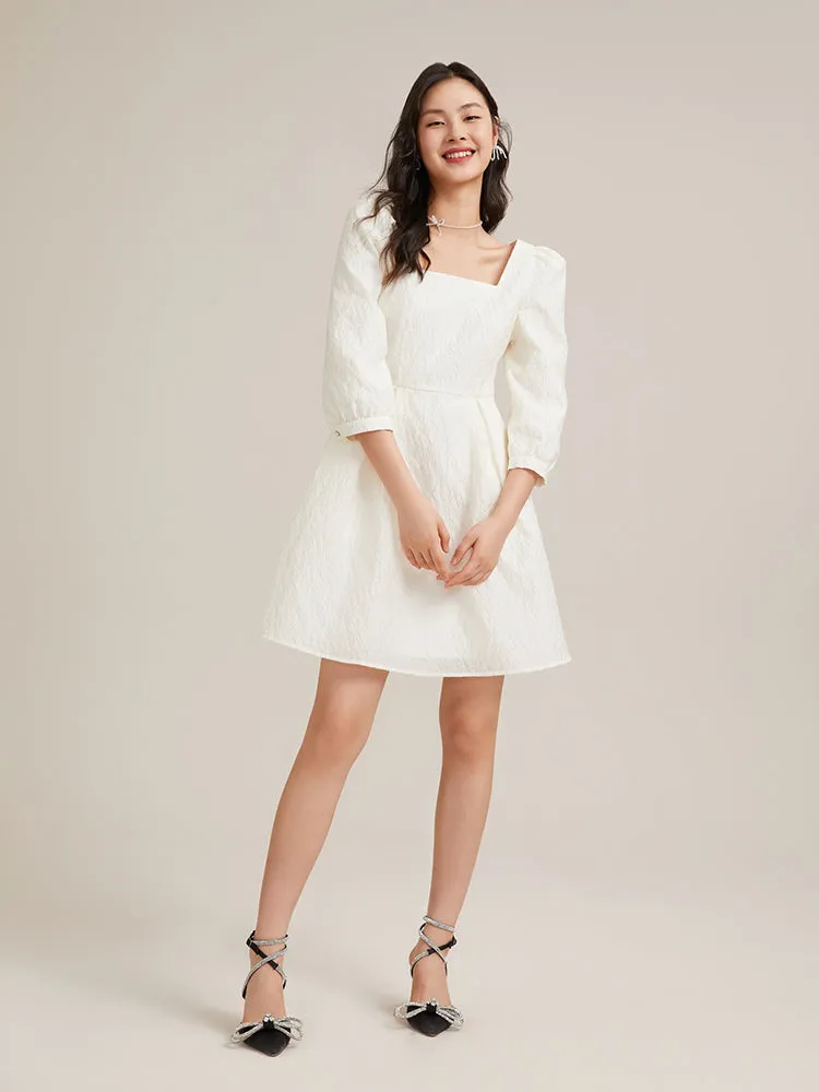 Detachable Bow Jacquard Mini Dress sold by Goelia product image thumbnail 3